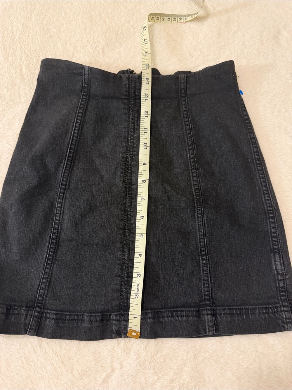 Free People Black Denim Mini Skirt with Vertical Seams - Picture 3 of 5